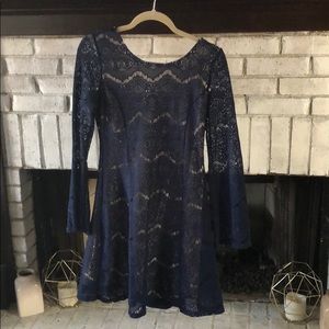 Navy lace overlay dress